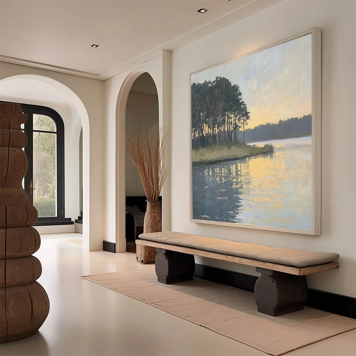 GOLDEN HOUR SERENITY: Tranquil Landscape Oil Painting - Image 5