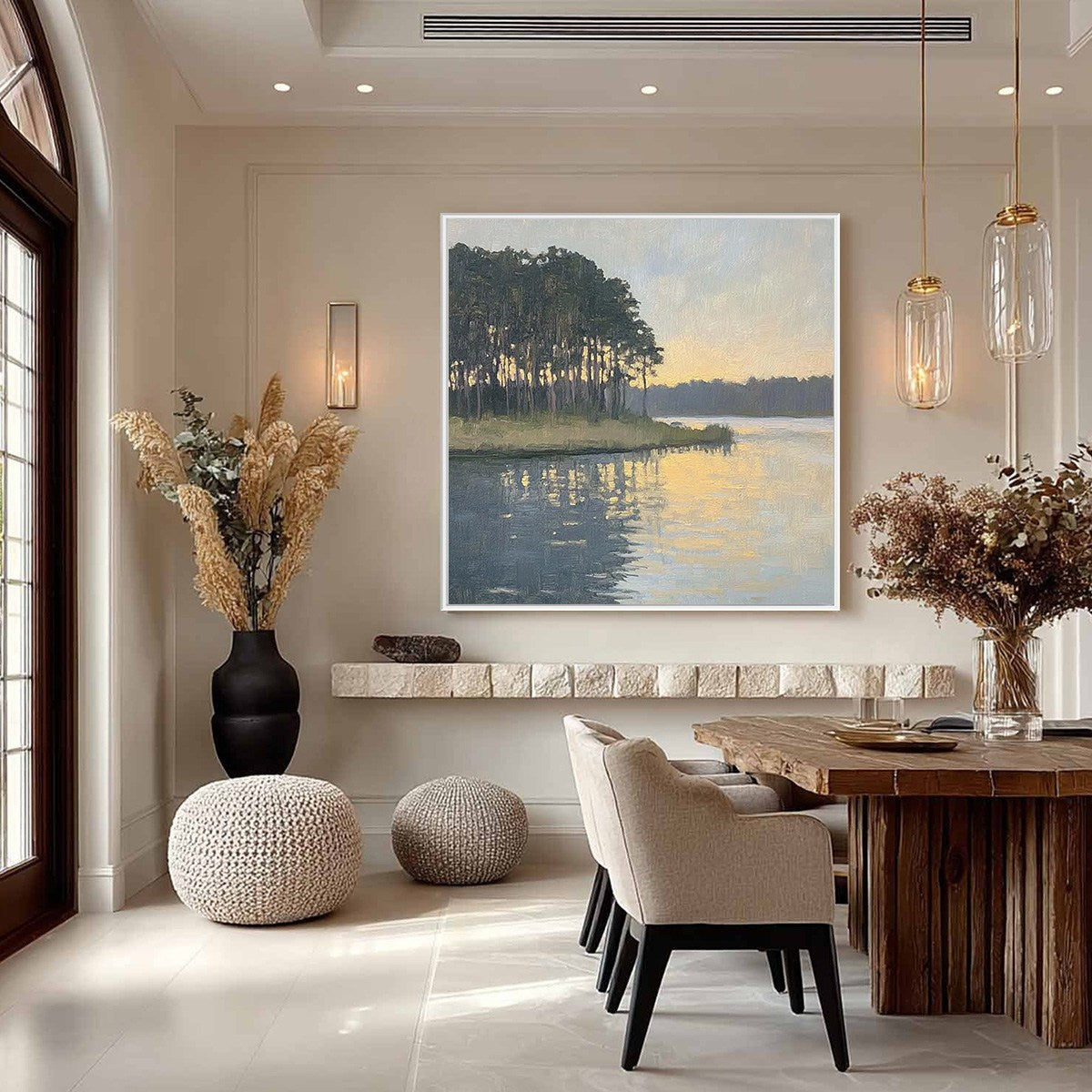 GOLDEN HOUR SERENITY: Tranquil Landscape Oil Painting - Image 2