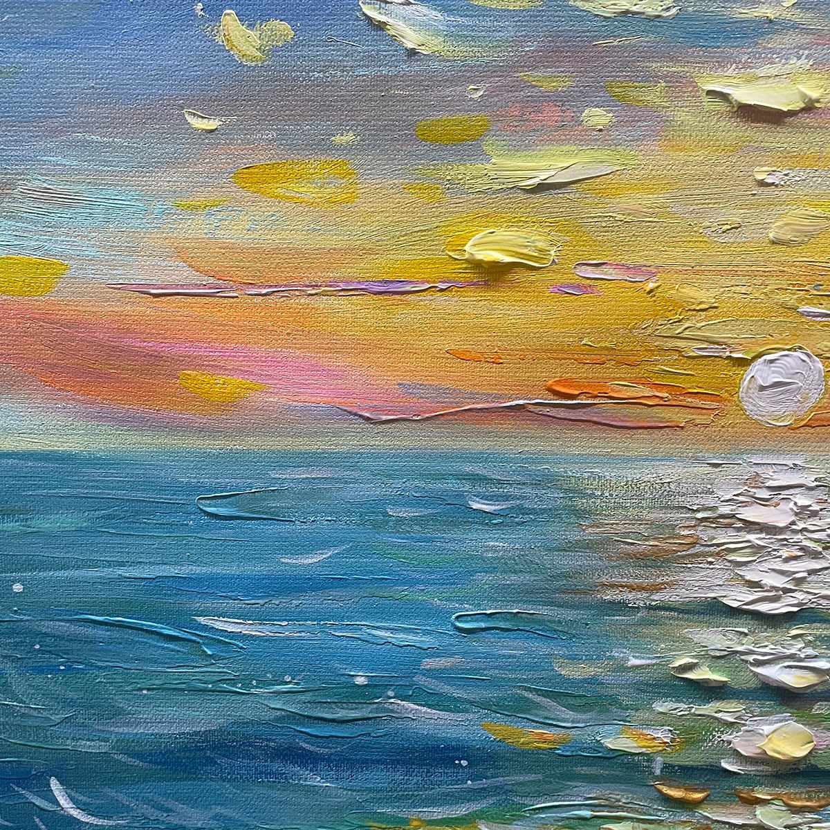 GOLDEN HOUR: Textured Sunset Seascape Oil Painting - Image 3