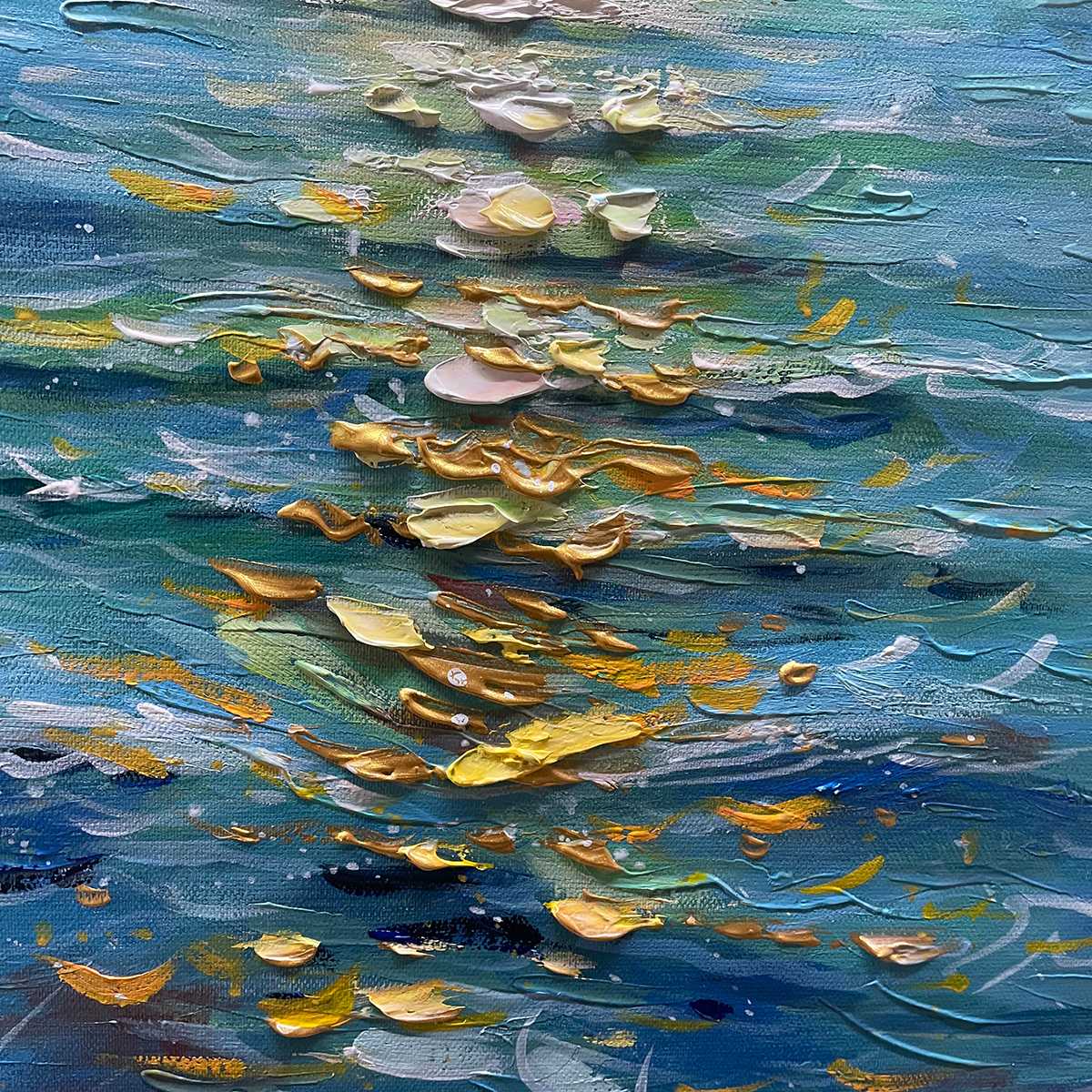 GOLDEN HOUR: Textured Sunset Seascape Oil Painting - Image 5