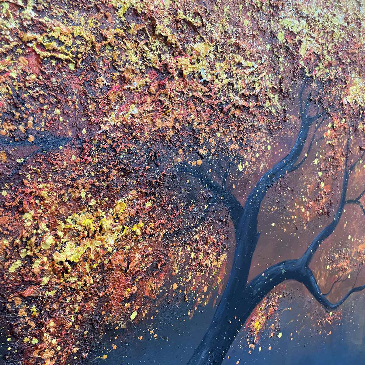 GOLDEN HOUR: Textured Tree Painting, Impasto Wall Art, Panoramic Canvas, Landscape Decor - Image 5
