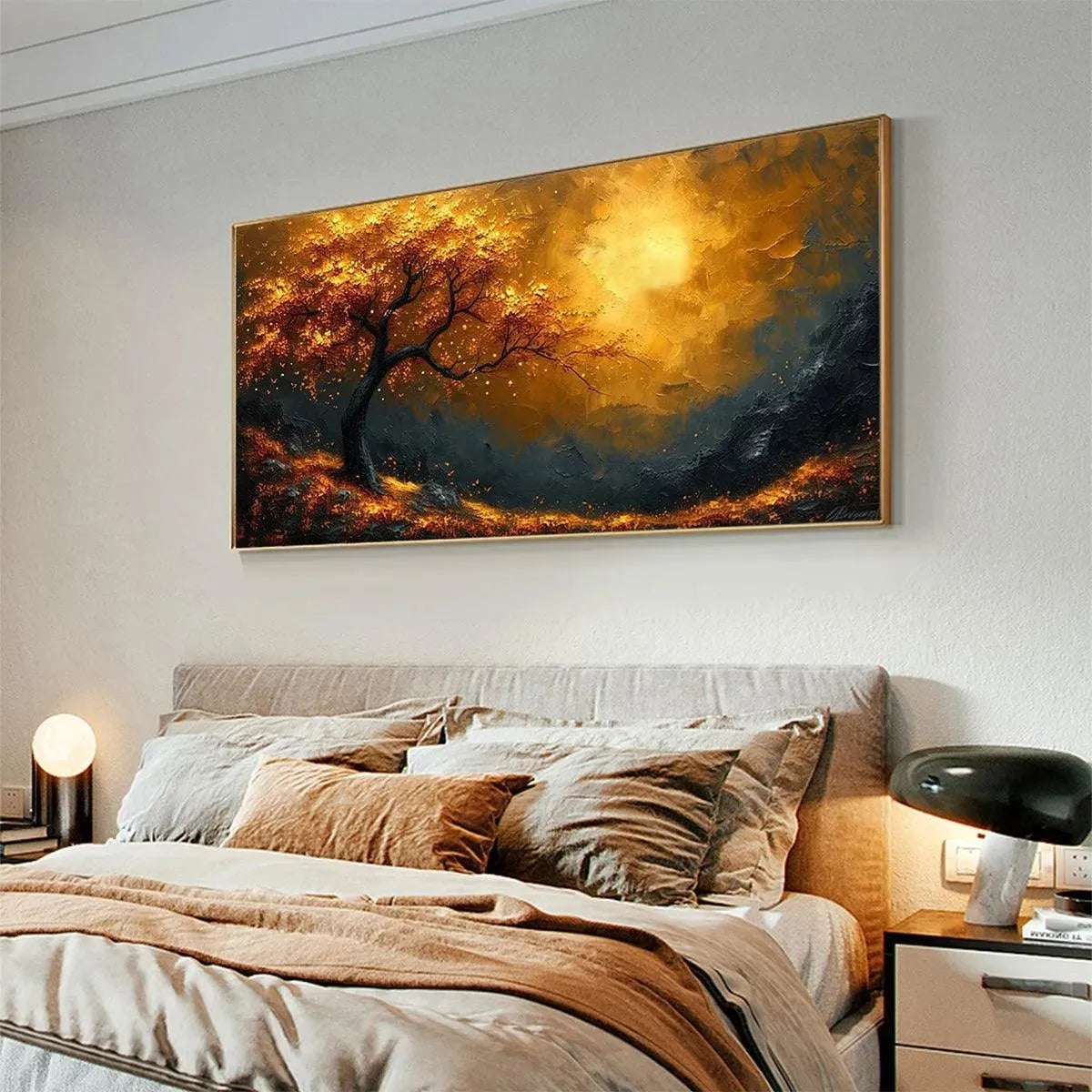 GOLDEN HOUR: Textured Tree Painting, Impasto Wall Art, Panoramic Canvas, Landscape Decor - Image 7