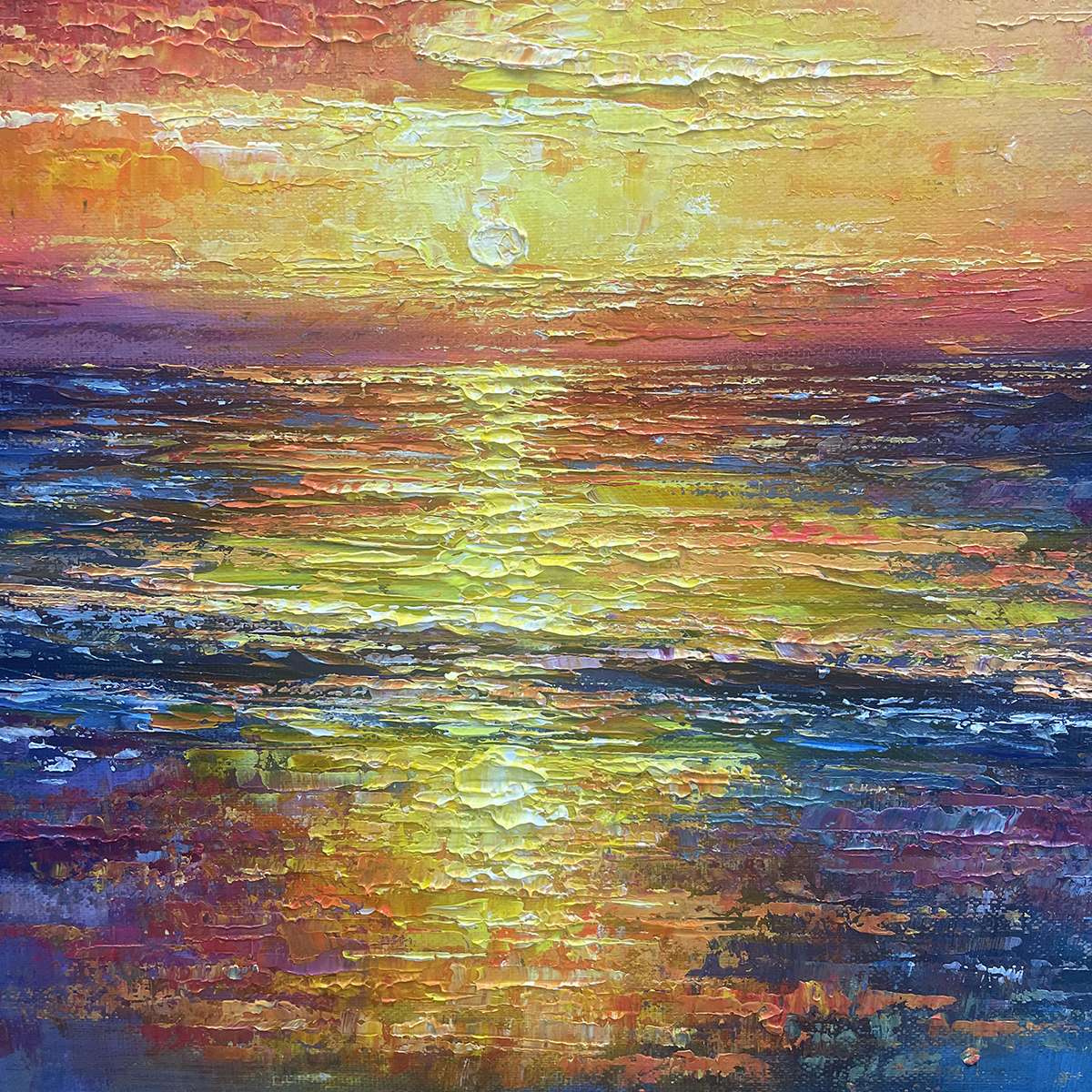 GOLDEN HOUR: Vibrant Sunset Seascape Oil Painting - Image 5