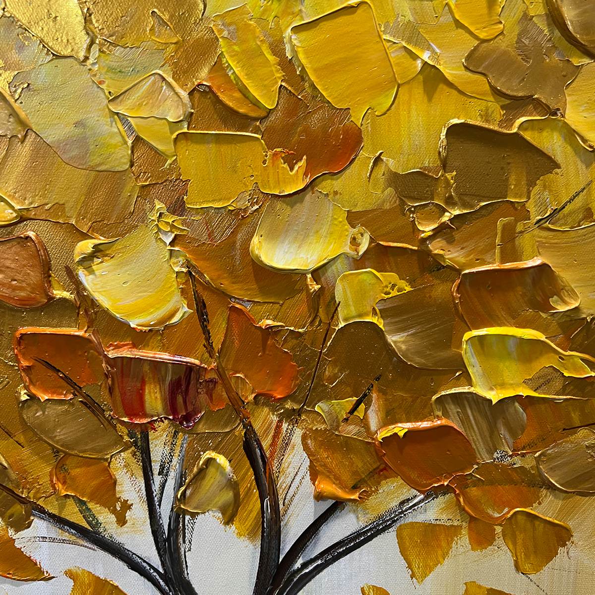 GOLDEN MAJESTY: Textured Impasto Golden Tree Oil Painting - Image 3