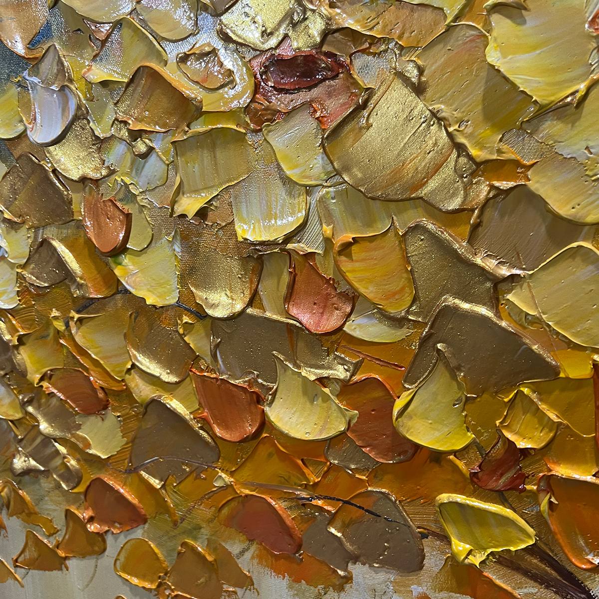 GOLDEN MAJESTY: Textured Impasto Golden Tree Oil Painting - Image 5