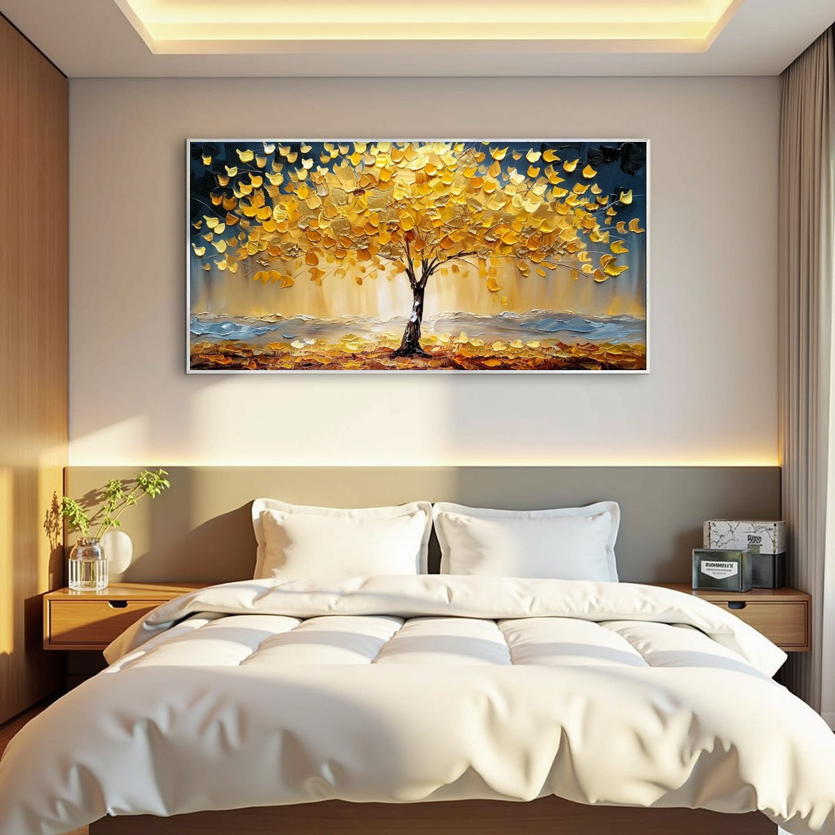 GOLDEN MAJESTY: Textured Impasto Golden Tree Oil Painting - Image 6