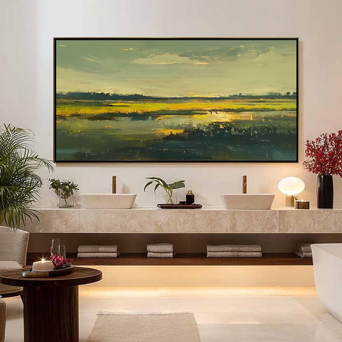GOLDEN MARSH: Abstract Impressionist Landscape Painting - Image 2