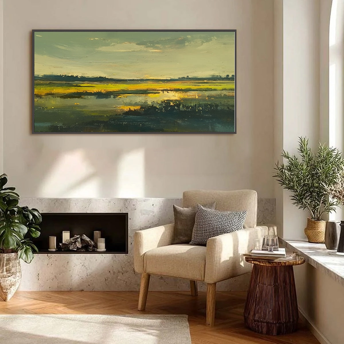 GOLDEN MARSH: Abstract Impressionist Landscape Painting - Image 3