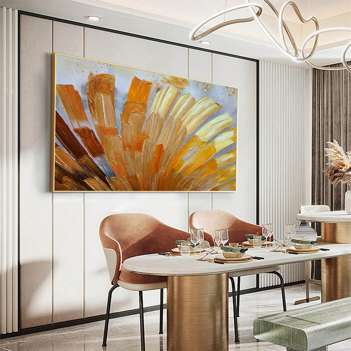 GOLDEN RADIANCE: Abstract Gold Textured Impasto Oil Painting - Image 4