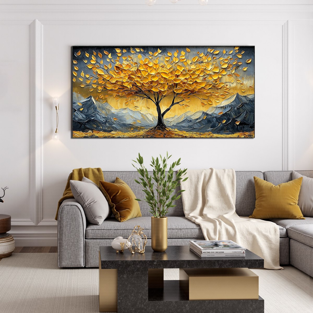 GOLDEN RESILIENCE: Textured Landscape Oil Painting - Image 2