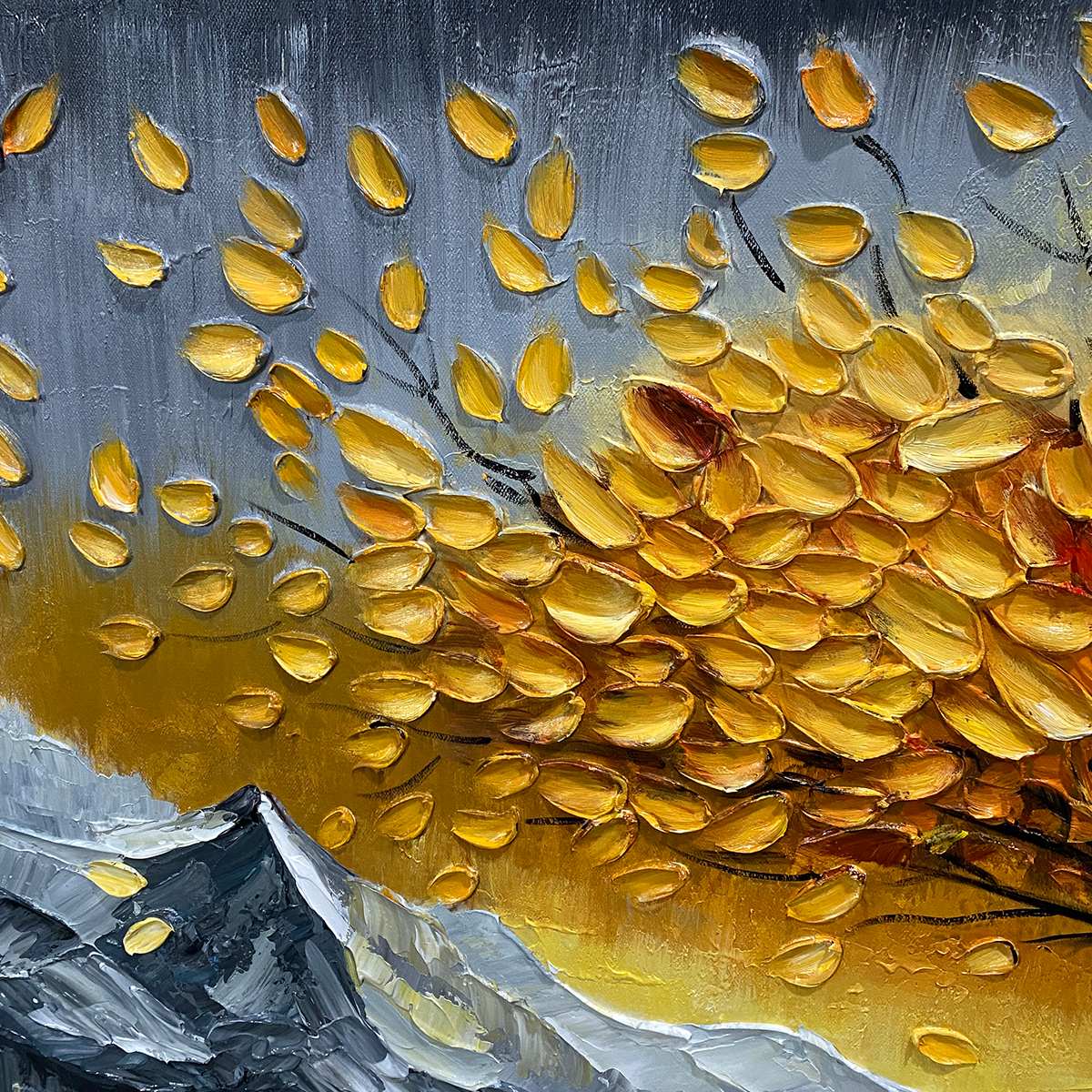 GOLDEN RESILIENCE: Textured Landscape Oil Painting - Image 5