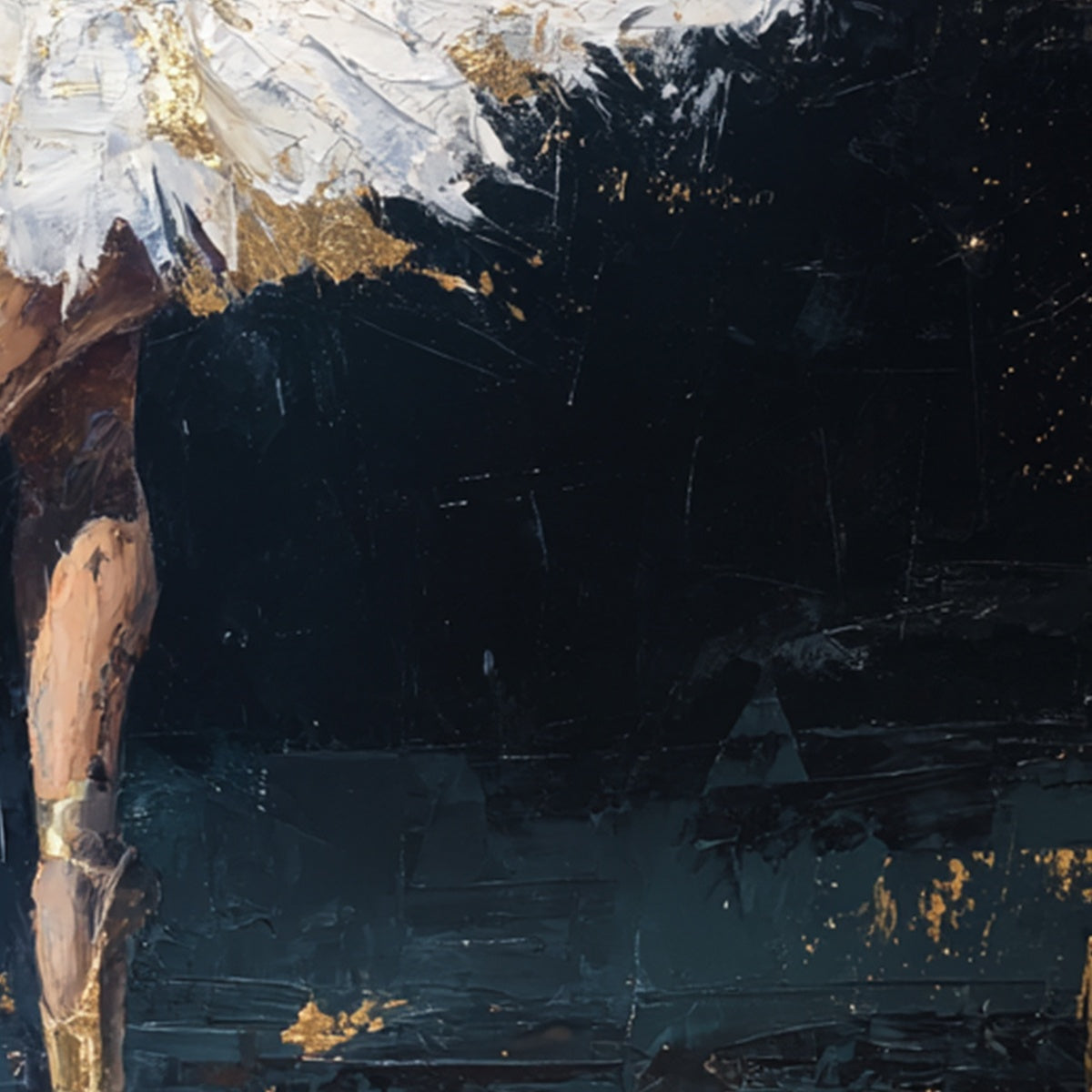 GOLDEN REVERIE: Textured Gold Leaf Ballerina Portrait Painting - Image 5