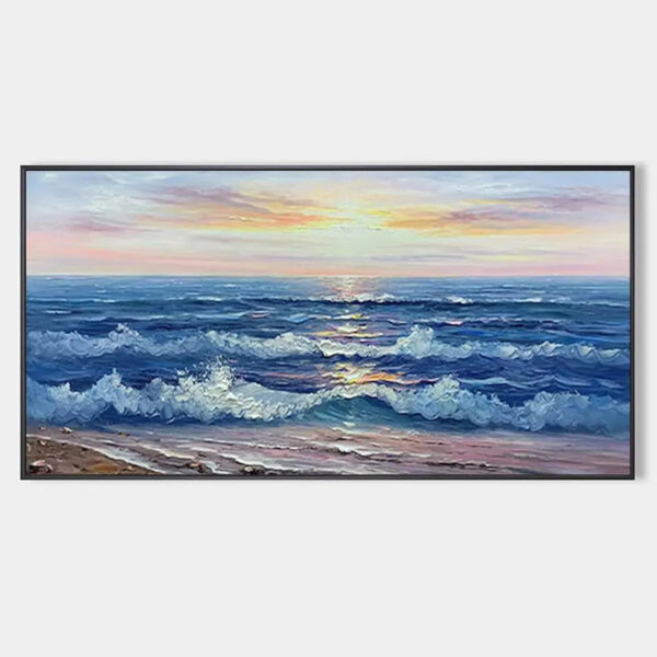 GOLDEN SUNSET SERENADE: Panoramic Ocean Sunset Painting