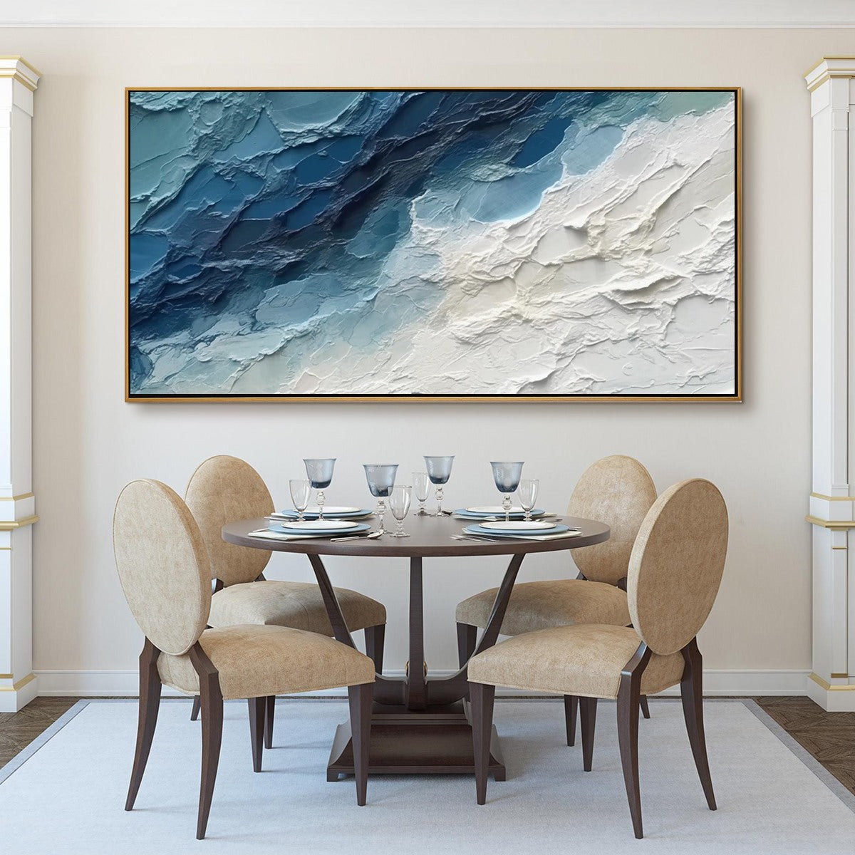 GOLDEN SURGE: Textured Impasto Ocean Sunrise Wave Oil Painting - Image 2