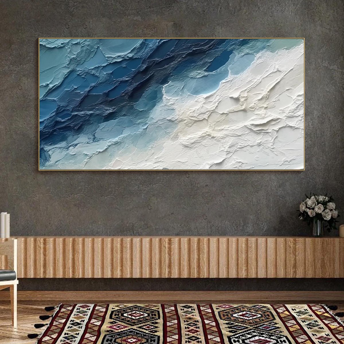 GOLDEN SURGE: Textured Impasto Ocean Sunrise Wave Oil Painting - Image 6