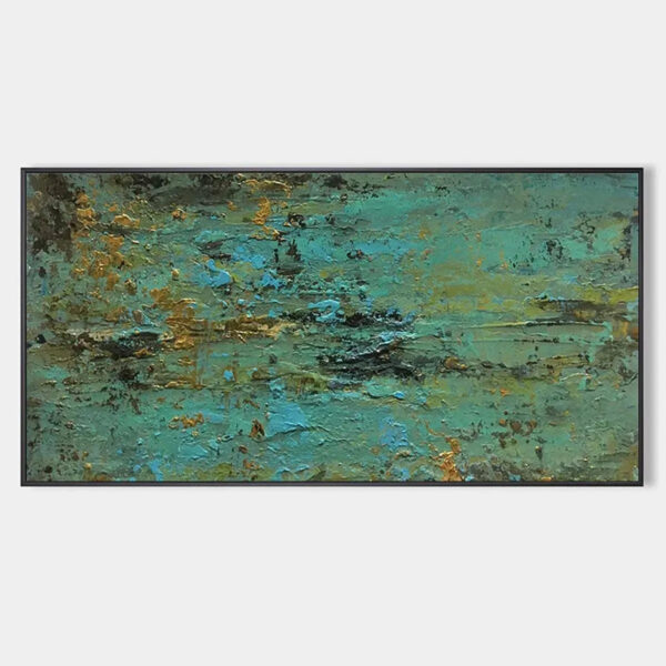 GOLDEN TIDE: Textured Abstract Painting in Teal and Gold
