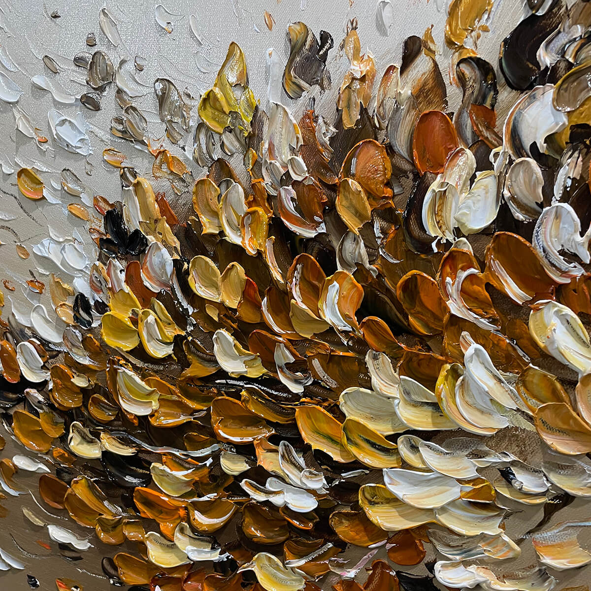 GOLDEN WHISPERS: Textured Golden Tree Impasto Oil Painting - Image 3