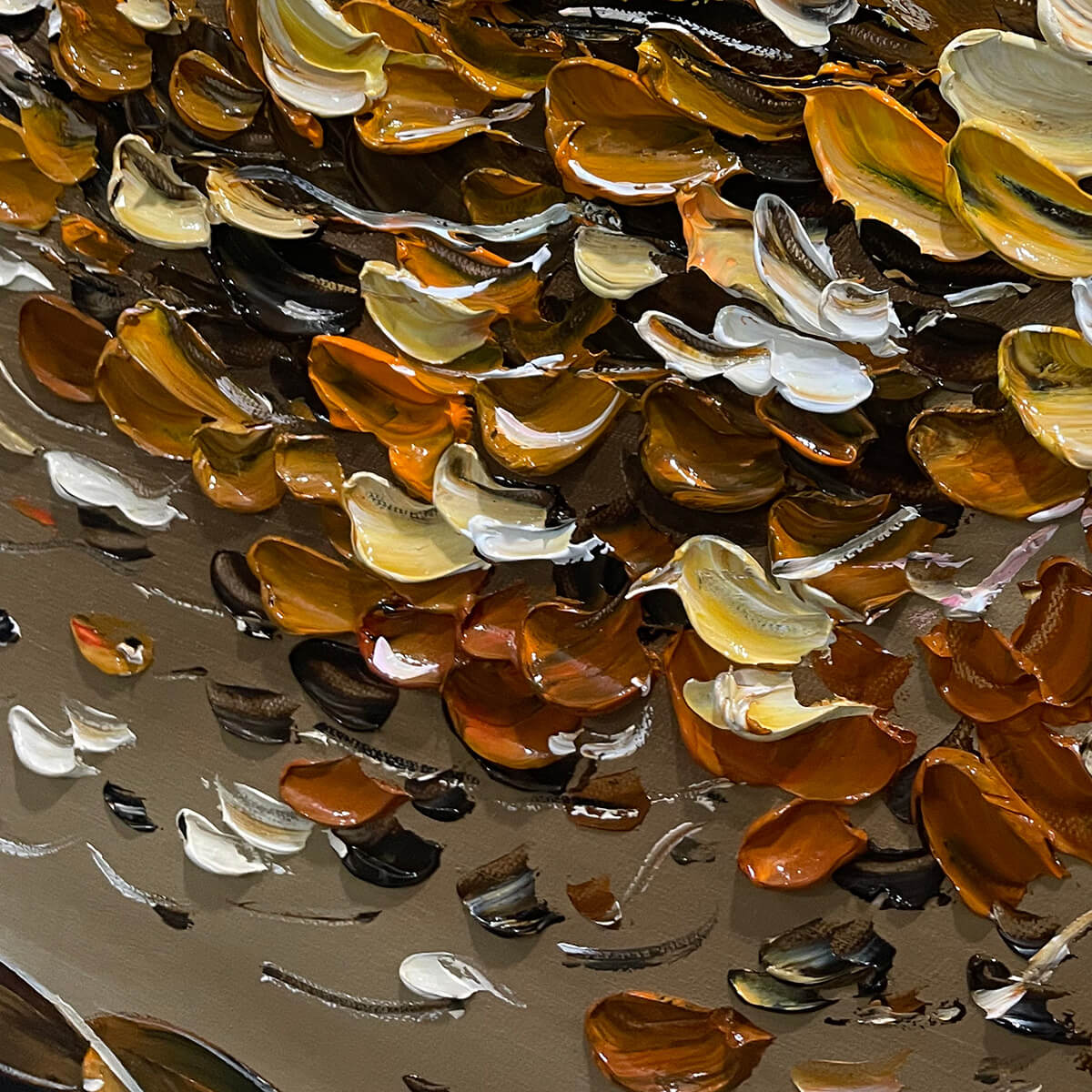 GOLDEN WHISPERS: Textured Golden Tree Impasto Oil Painting - Image 5