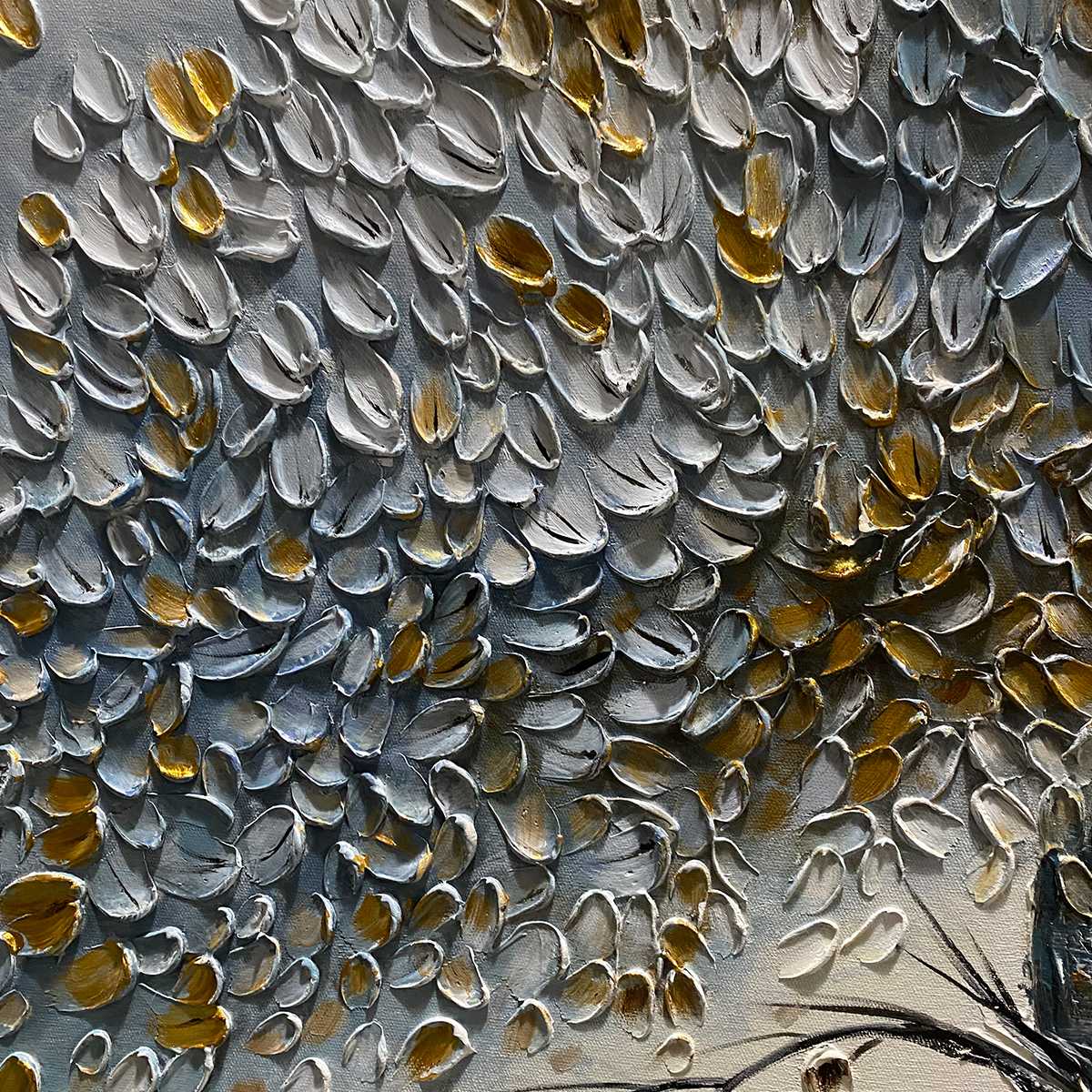 GOLDEN WHISPERS: Textured Tree Landscape Oil Painting - Image 5