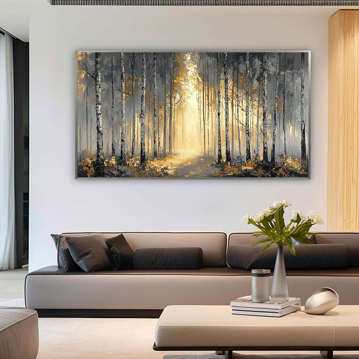 GOLDEN WOODS: Atmospheric Forest Landscape Oil Painting - Image 4