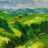 GREEN VALLEY VISTA: Textured Landscape Painting, Impasto Wall Art, Vertical Canvas, Nature Decor