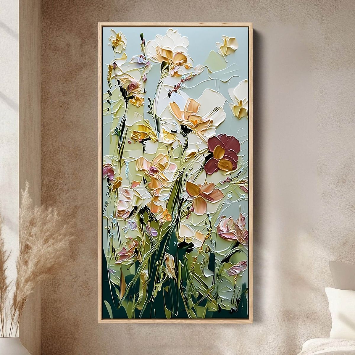 Garden Serenade Impasto Floral Painting | Textured Oil Wall Art - Image 2