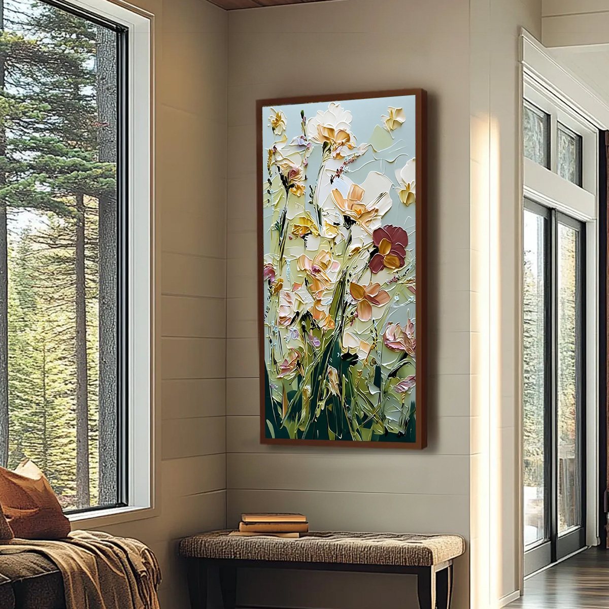 Garden Serenade Impasto Floral Painting | Textured Oil Wall Art - Image 7