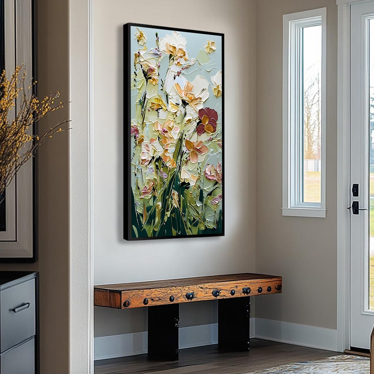 Garden Serenade Impasto Floral Painting | Textured Oil Wall Art - Image 8
