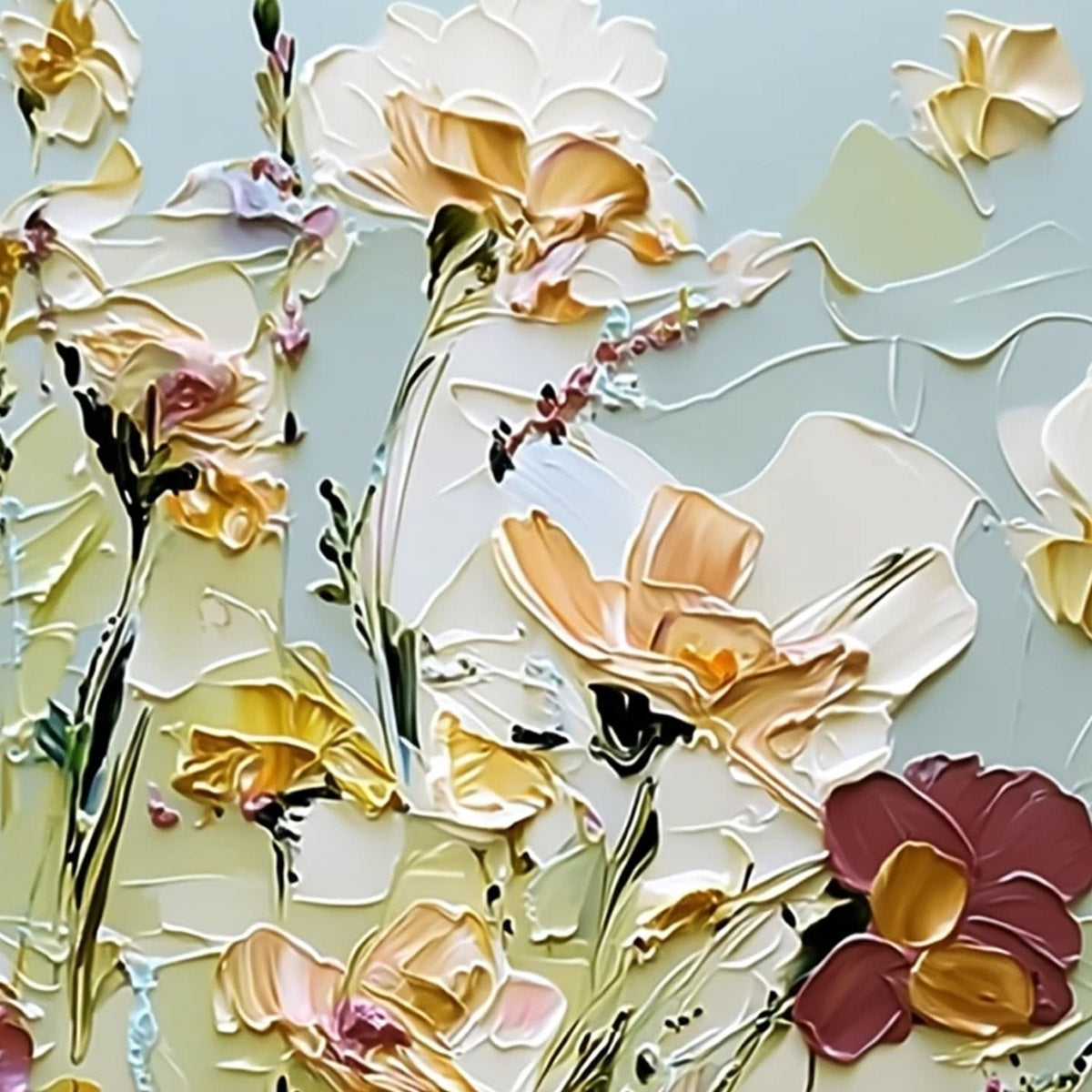 Garden Serenade Impasto Floral Painting | Textured Oil Wall Art - Image 3