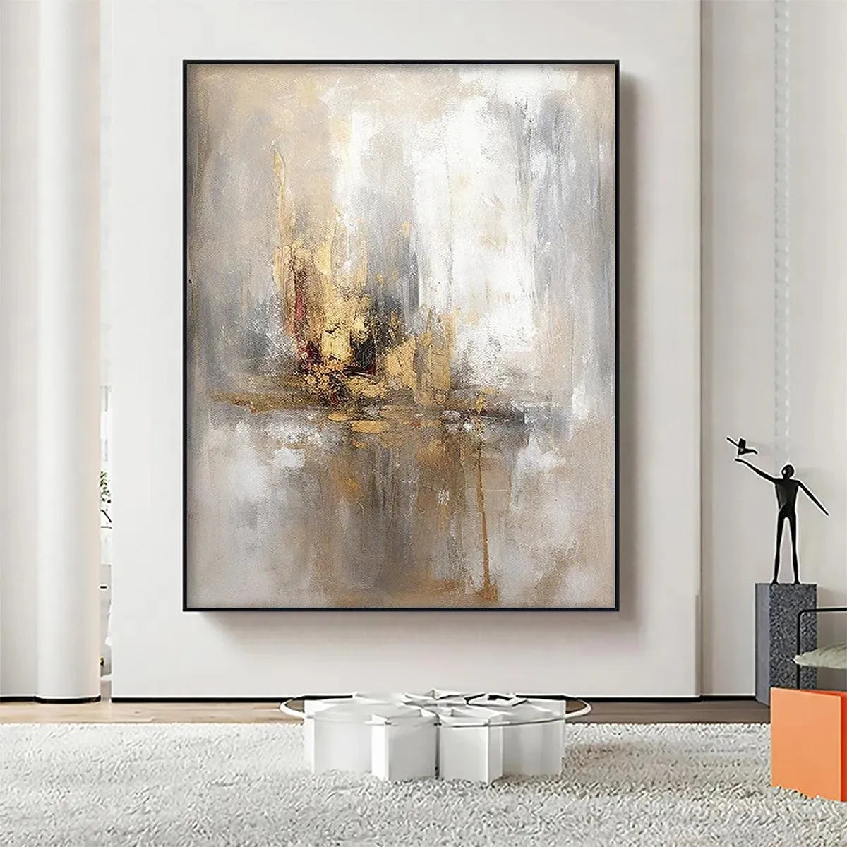 GOLDEN ABSTRACT: Textured Abstract Painting, Vertical Wall Art - Image 2
