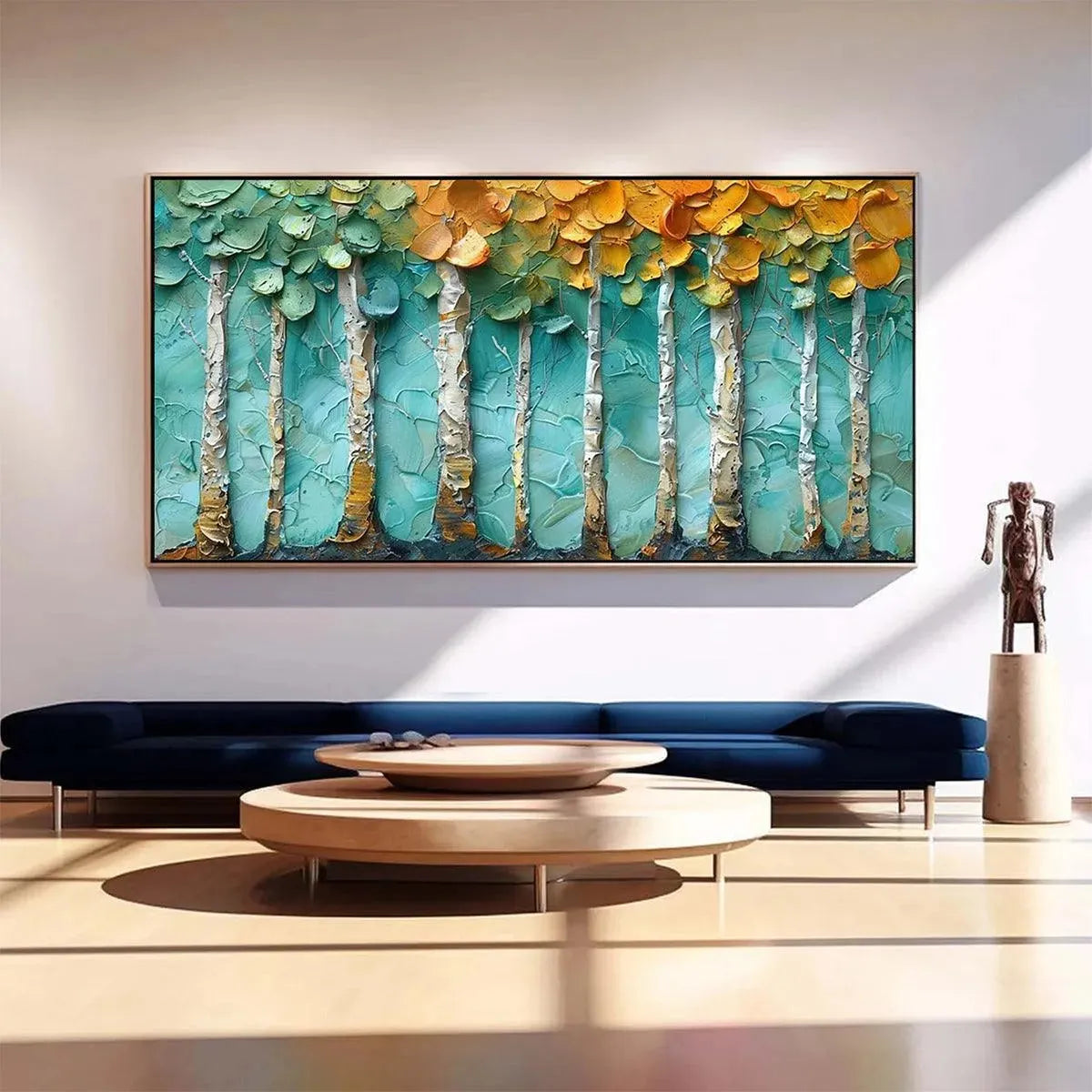 GOLDEN ASPEN GROVE: Textured Forest Painting, Impasto Wall Art, Horizontal Canvas, Landscape Art - Image 2