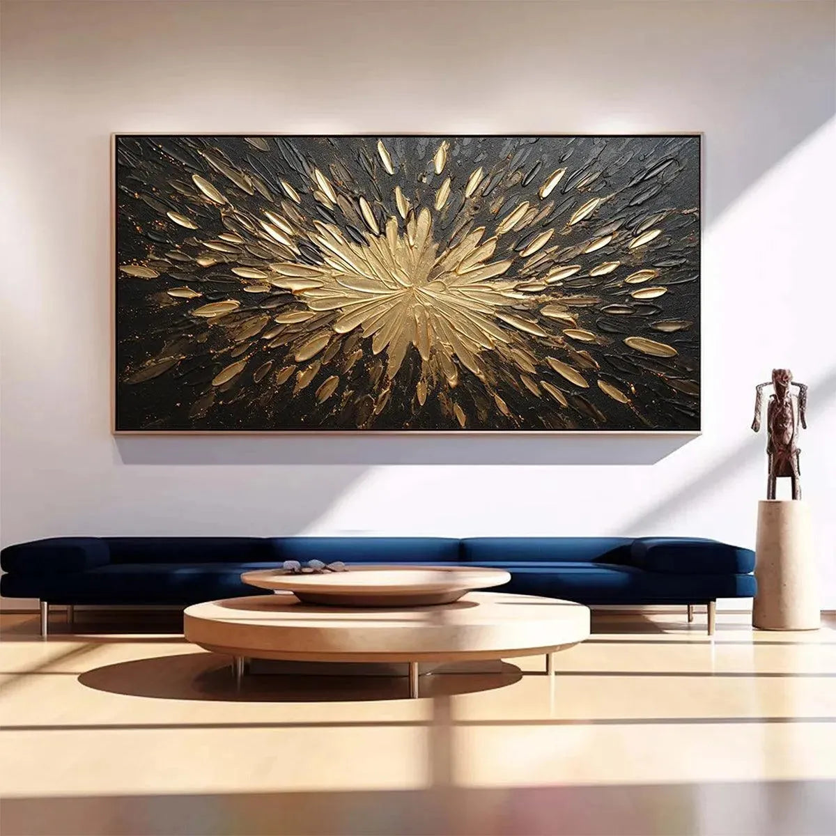 GOLDEN BURST: Textured Abstract Painting in Gold and Black - Image 2