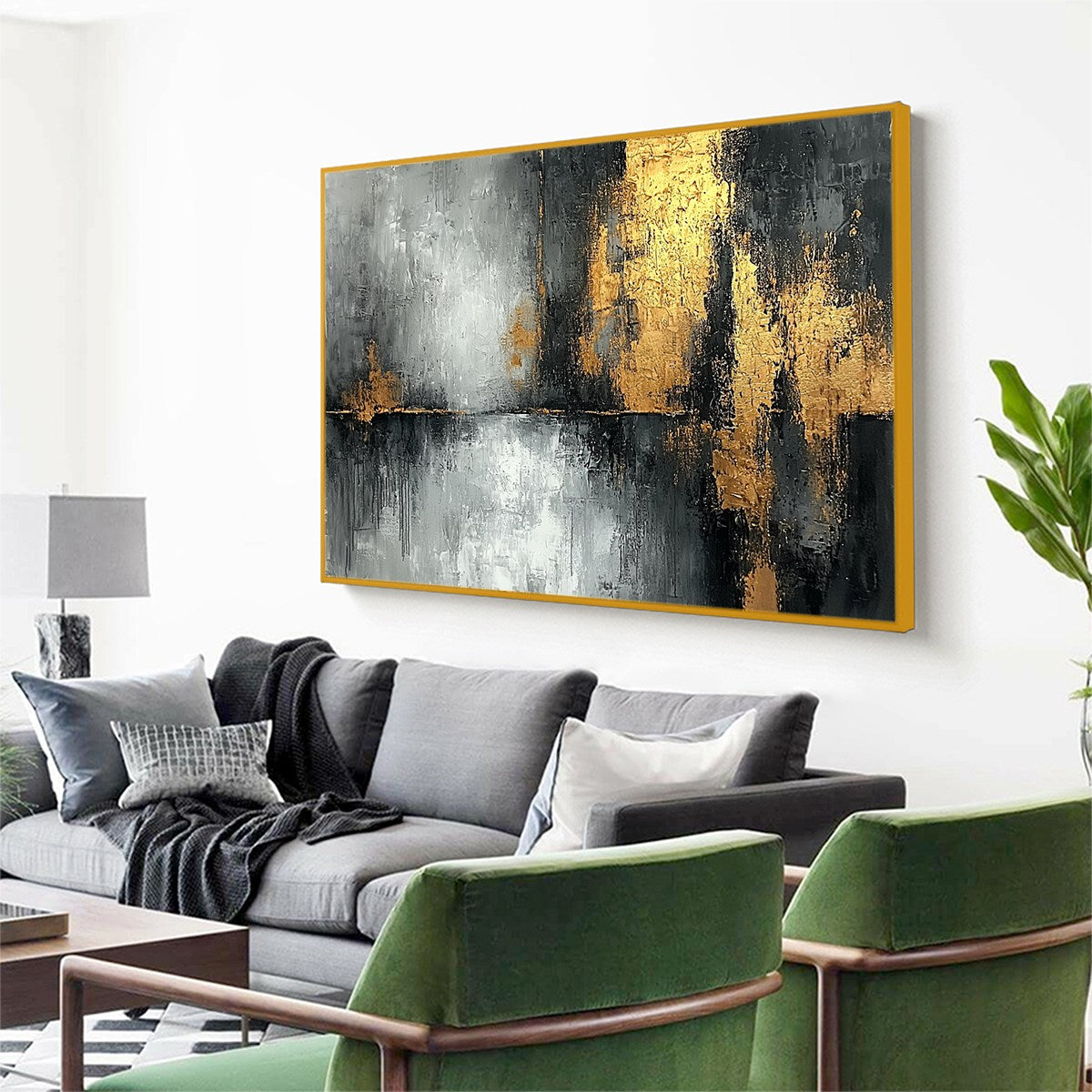GOLDEN EMBRACE: Textured Abstract Oil Painting - Image 3