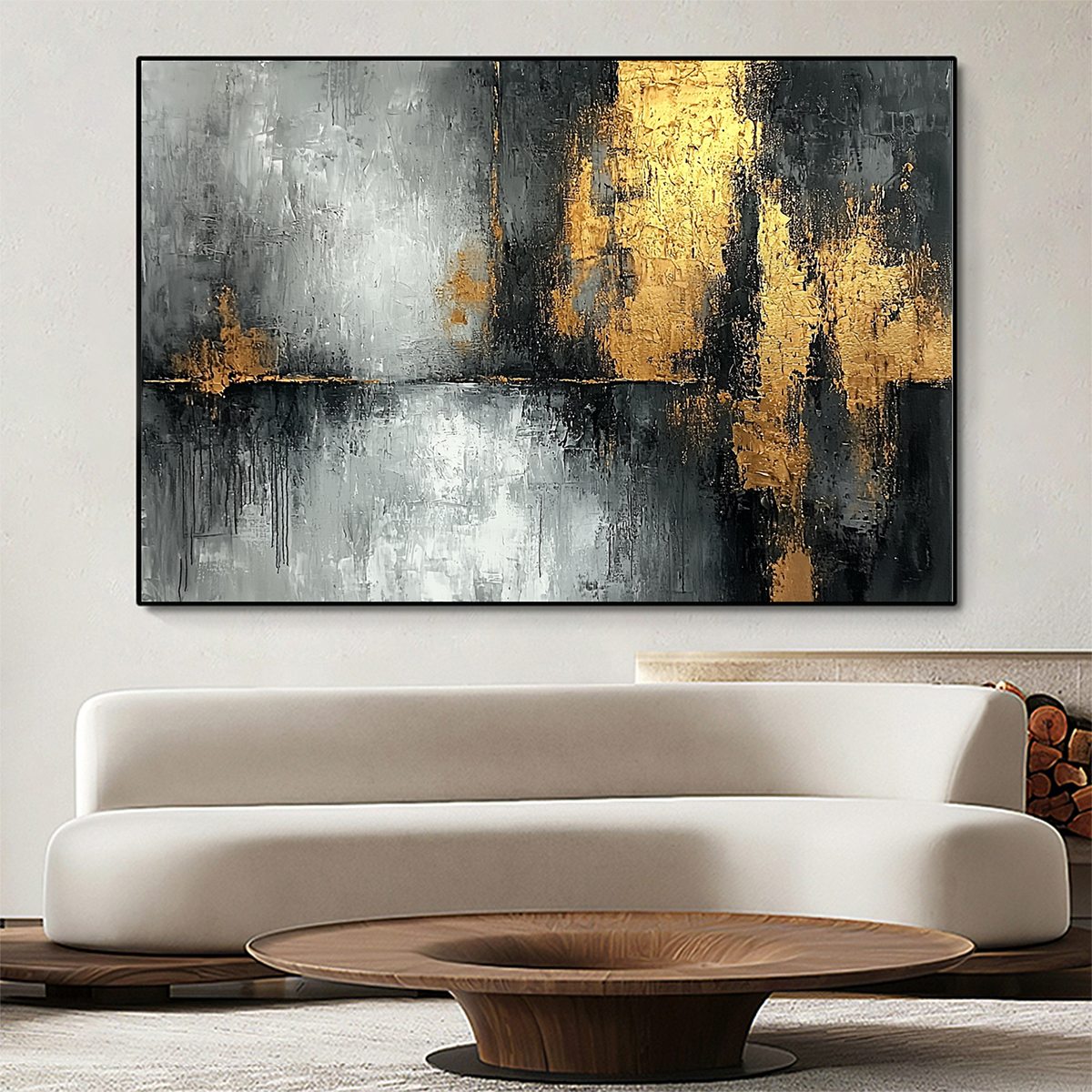 GOLDEN EMBRACE: Textured Abstract Oil Painting - Image 4