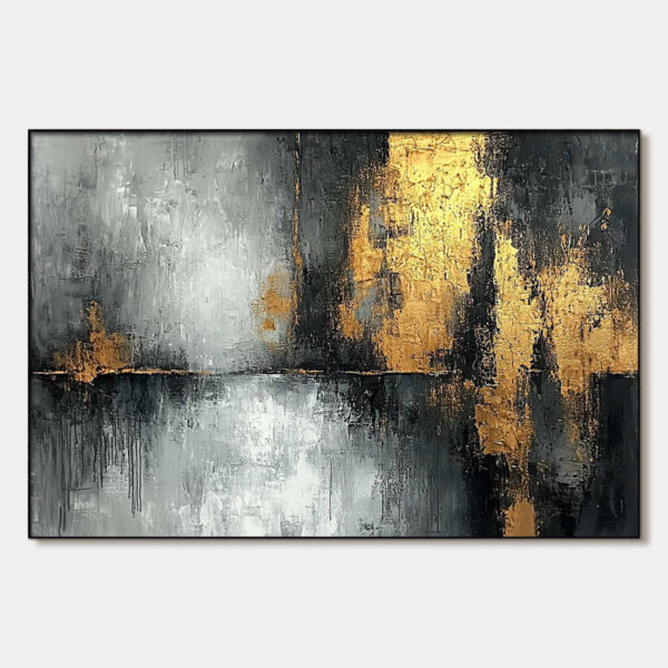 GOLDEN EMBRACE: Textured Abstract Oil Painting