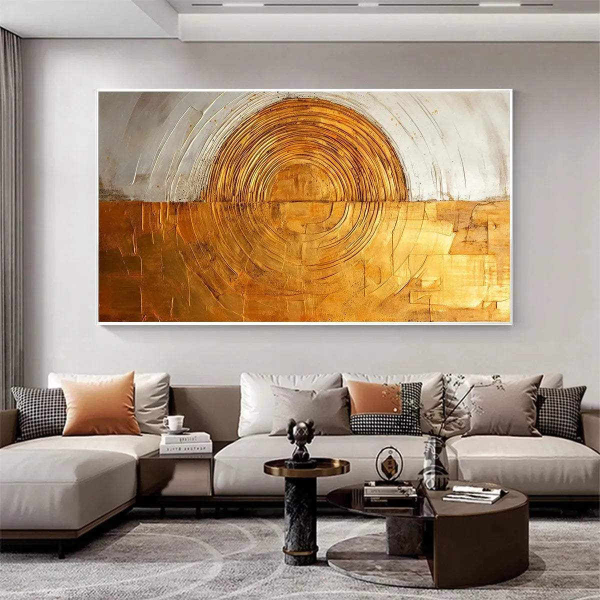 GOLDEN ERA: Panoramic Abstract Oil Painting with Gold and Silver - Image 6