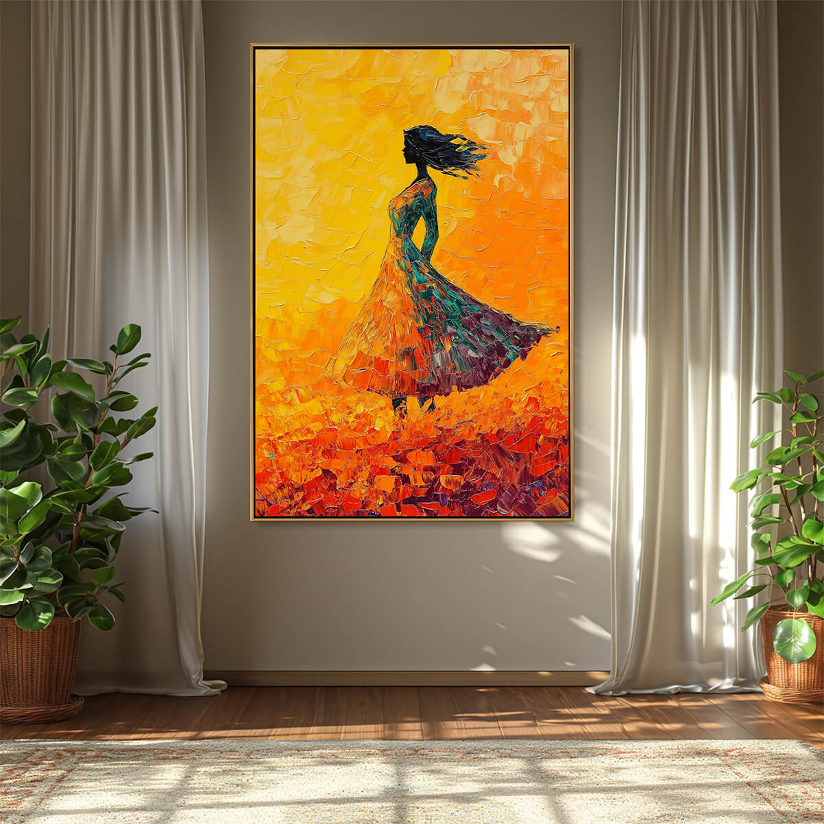 GOLDEN HOUR GRACE: Textured Impasto Figurative Oil Painting of Woman in Field - Image 2