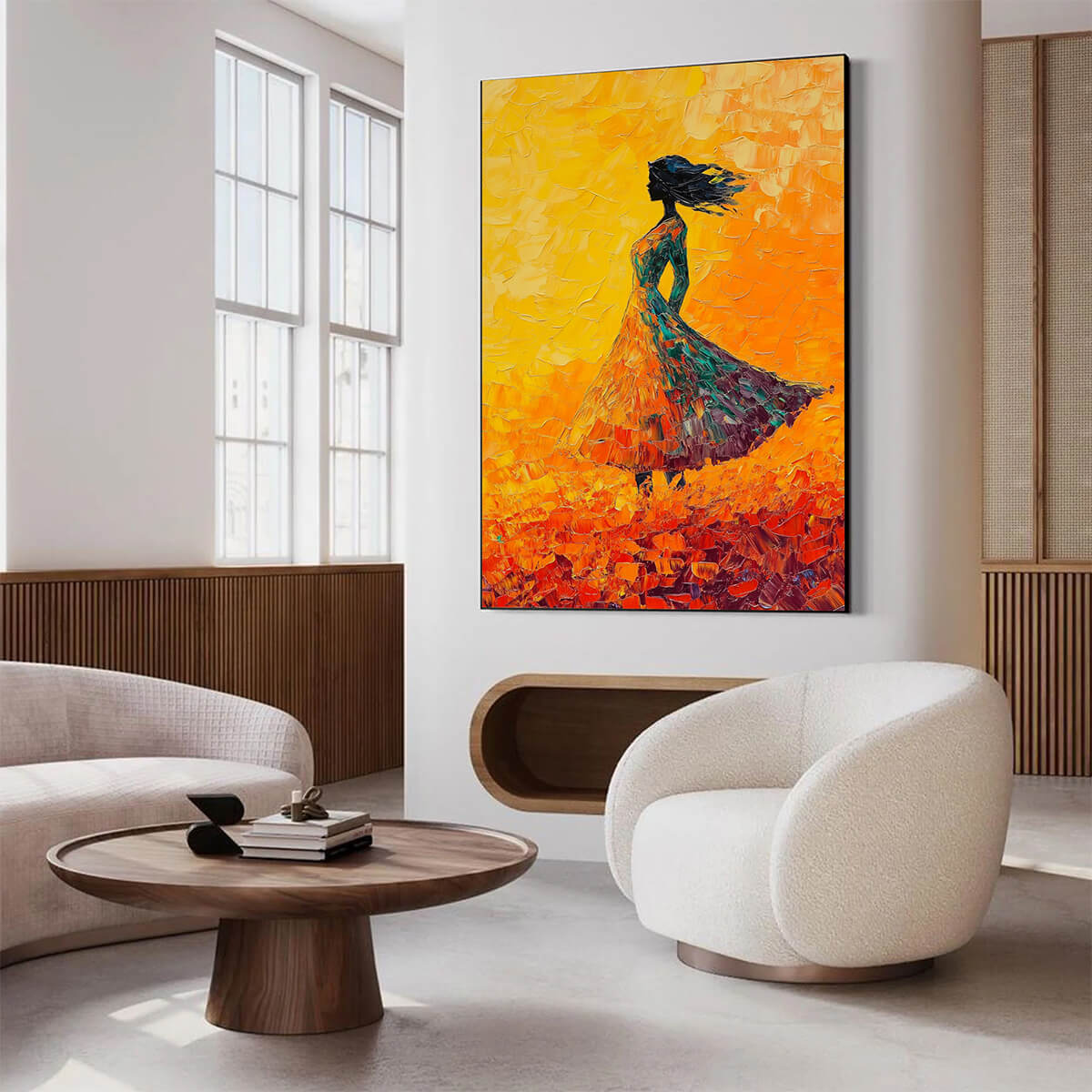 GOLDEN HOUR GRACE: Textured Impasto Figurative Oil Painting of Woman in Field - Image 3