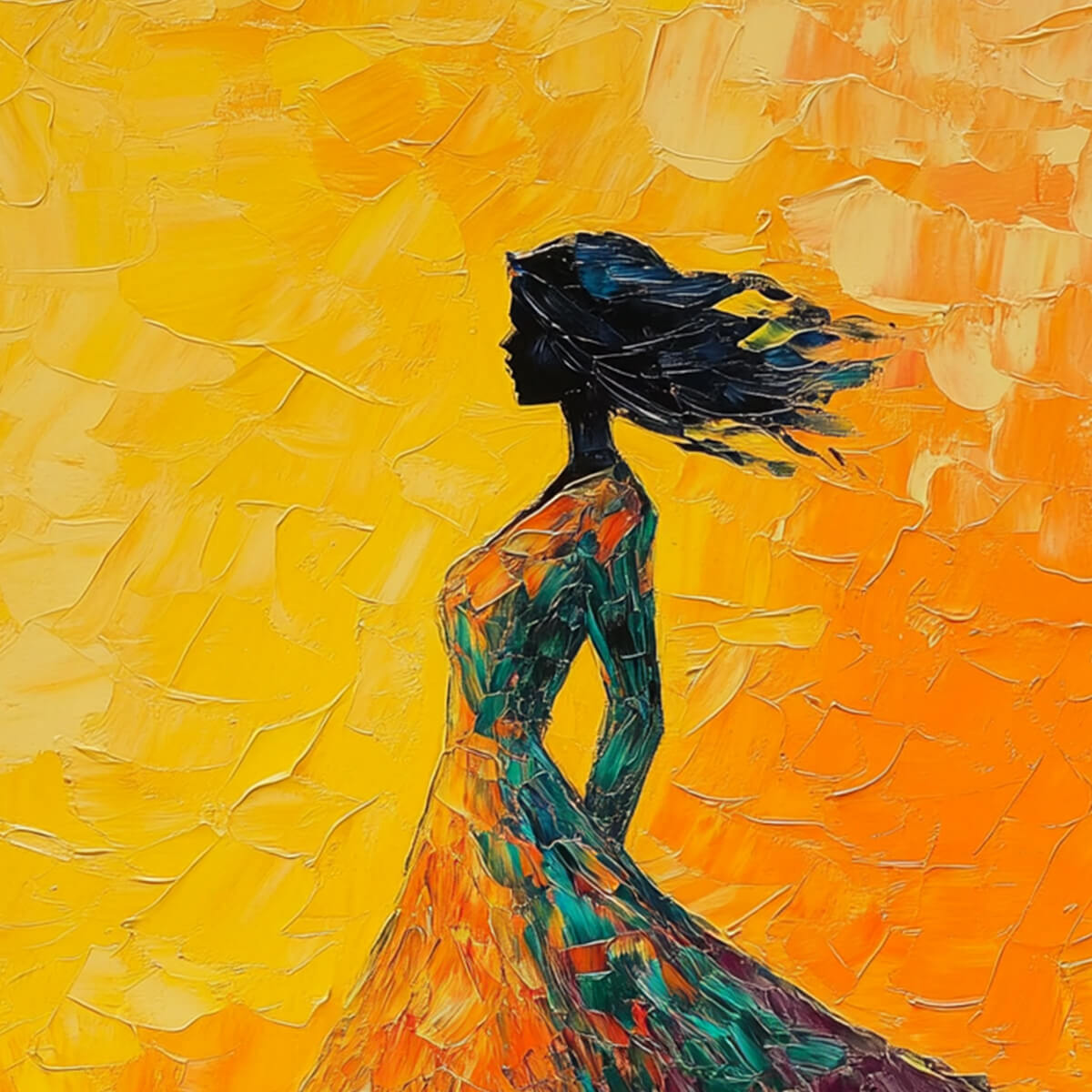 GOLDEN HOUR GRACE: Textured Impasto Figurative Oil Painting of Woman in Field - Image 6