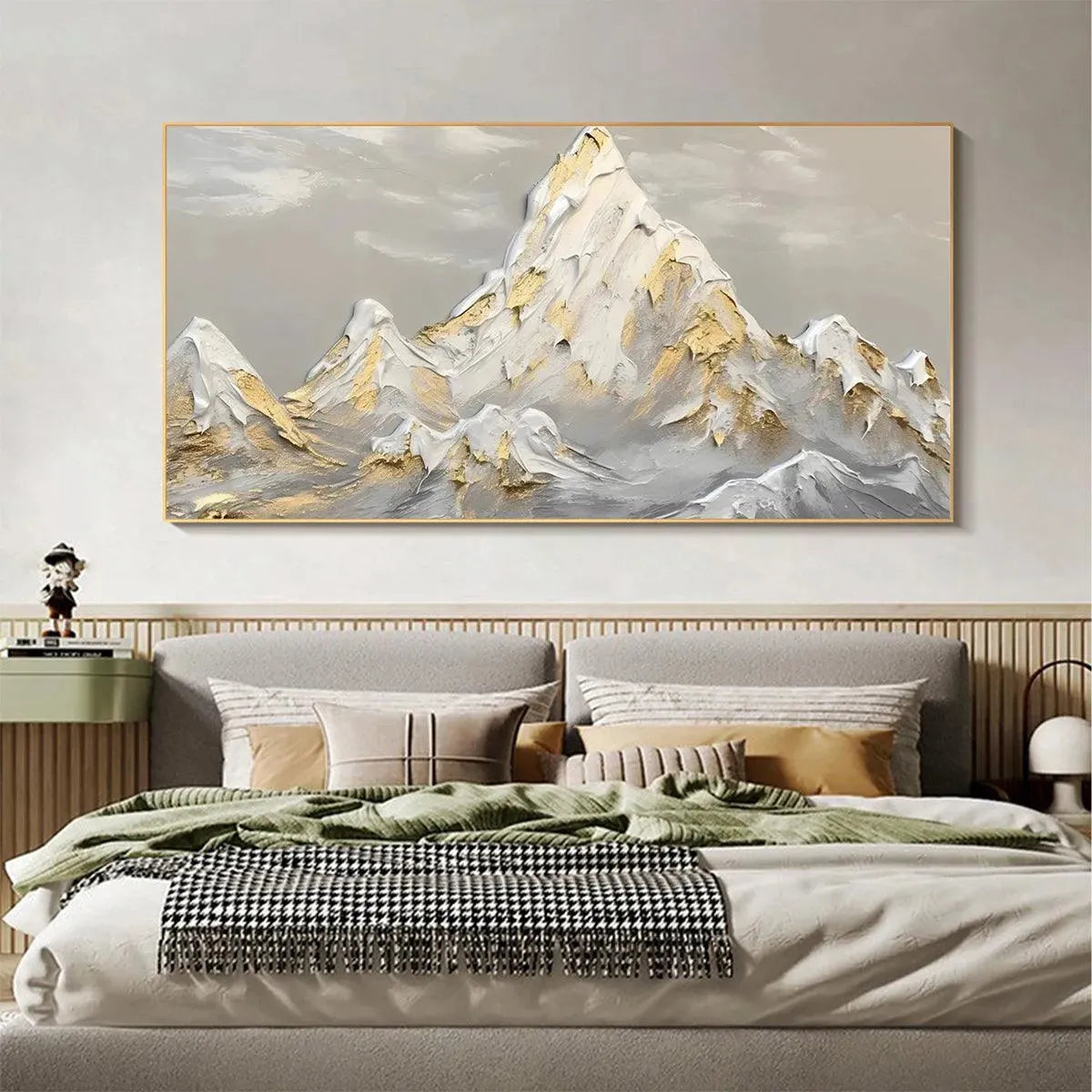 GOLDEN PEAKS: Textured Mountain Landscape Painting in Gold and Grey - Image 8