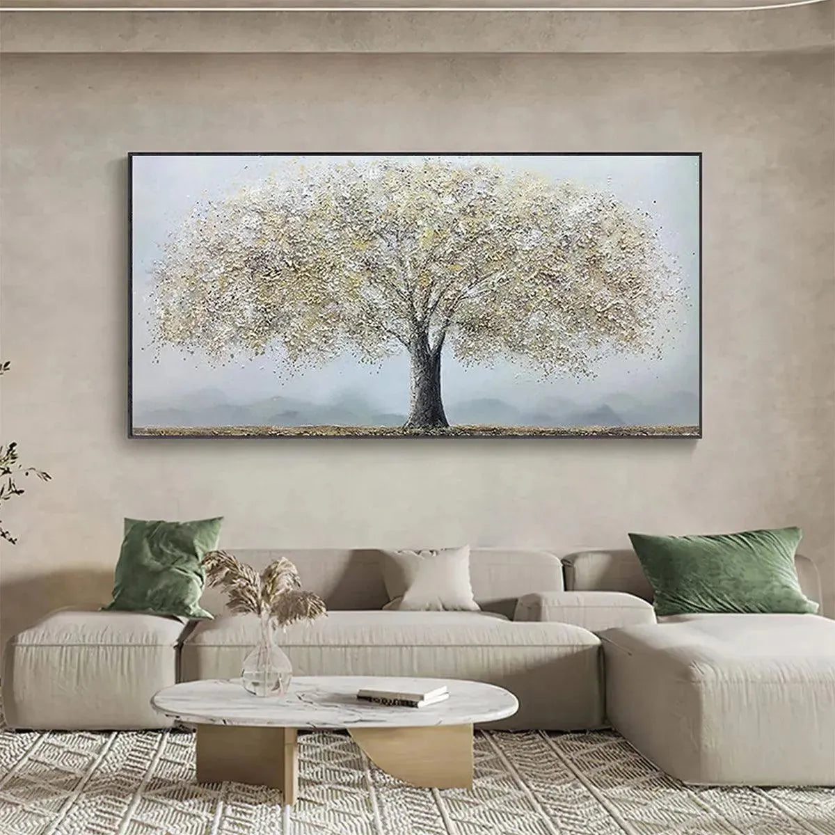 GOLDEN TREE: Textured Tree Painting in Gold and Grey - Image 8