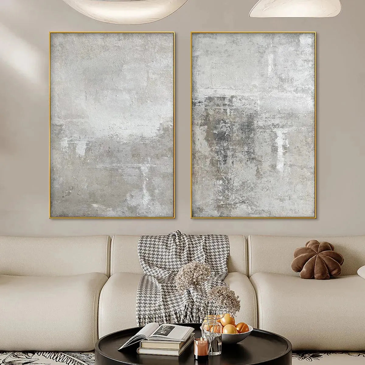 GREY ABSTRACT TEXTURED DIPTYCH: Textured Abstract Painting Set of 2, Vertical Wall Art - Image 2