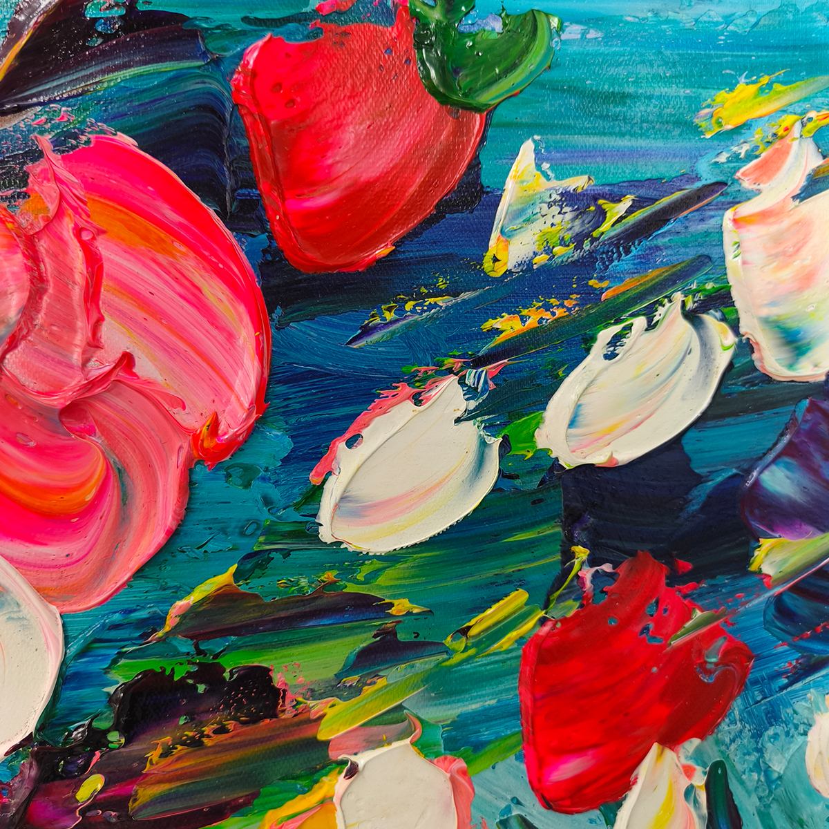 Ready to Ship | RED GARDEN | 20''x40'' | 50x100cm | Wood Frame - Image 2