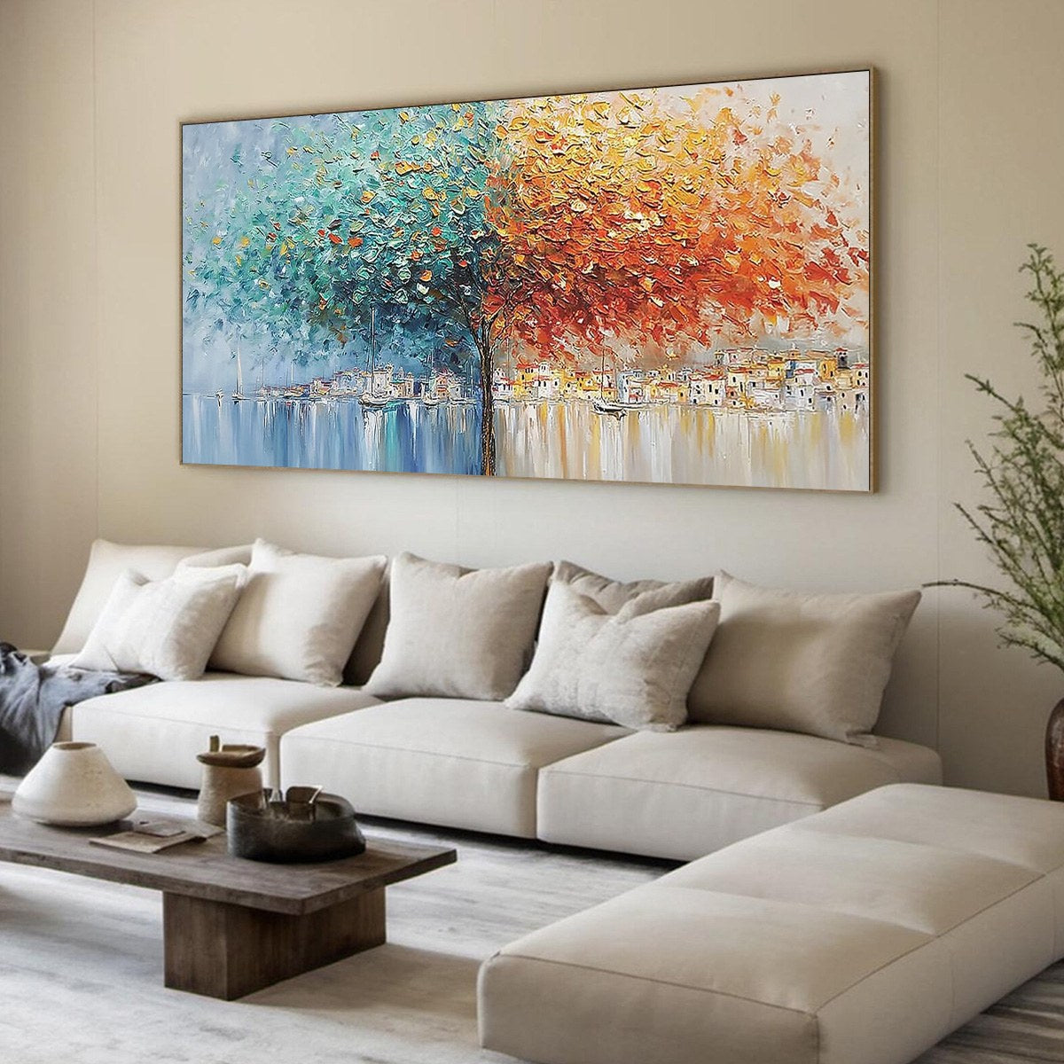 HARBOR OF HUES: Textured Palette Knife Painting of a Coastal Town - Image 8