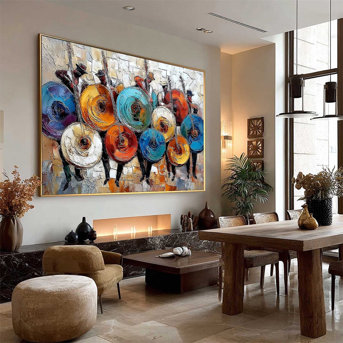 HARMONY IN HUES: Textured Palette Knife Painting of Musicians - Image 8