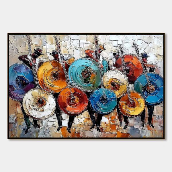 HARMONY IN HUES: Textured Palette Knife Painting of Musicians
