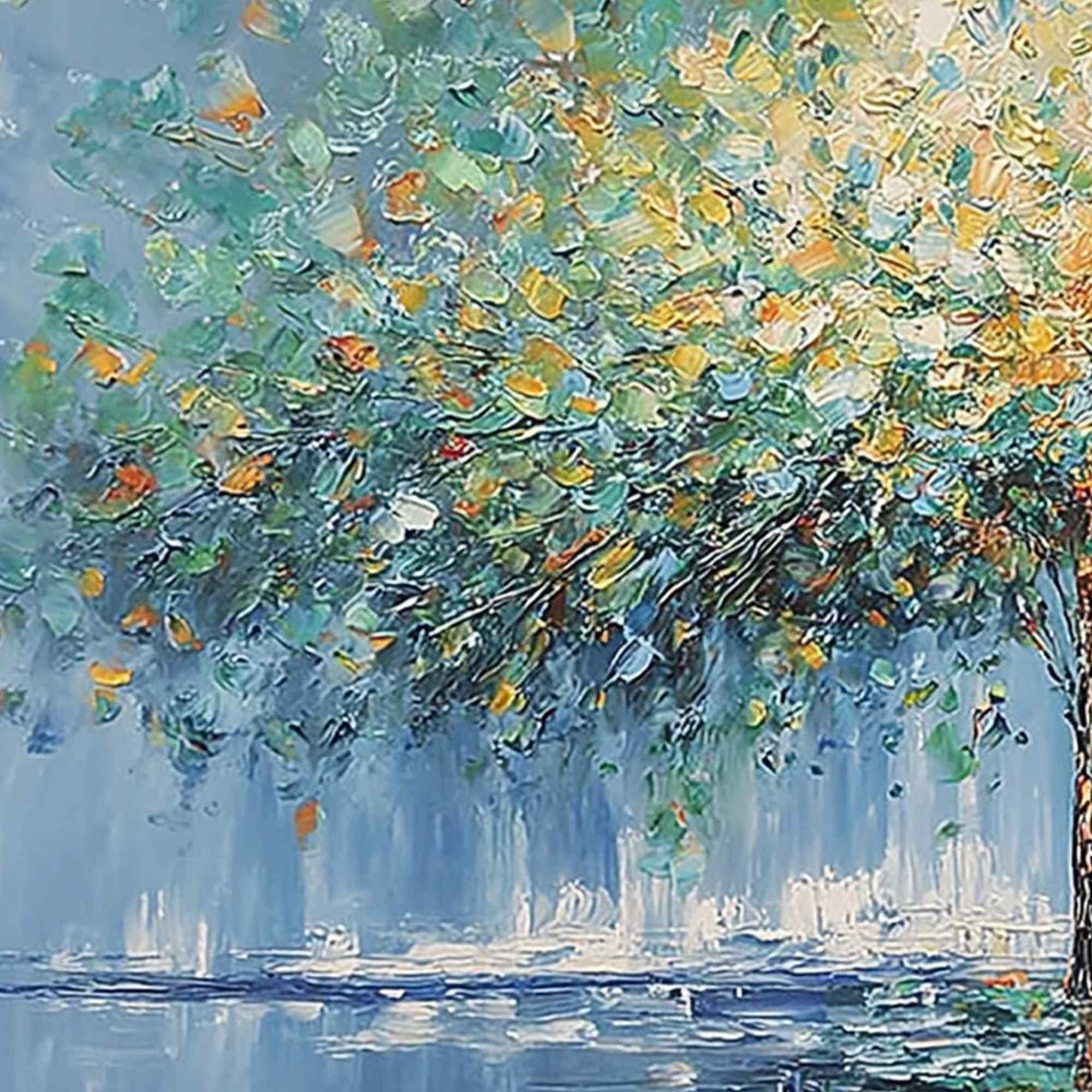 HARMONY IN TRANSITION: Colorful Palette Knife Tree Landscape Oil Painting - Image 3