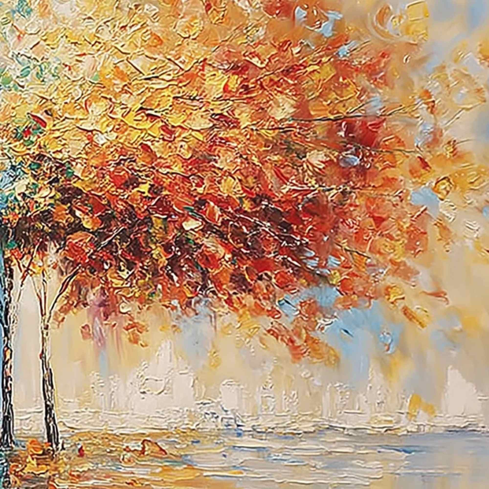 HARMONY IN TRANSITION: Colorful Palette Knife Tree Landscape Oil Painting - Image 5