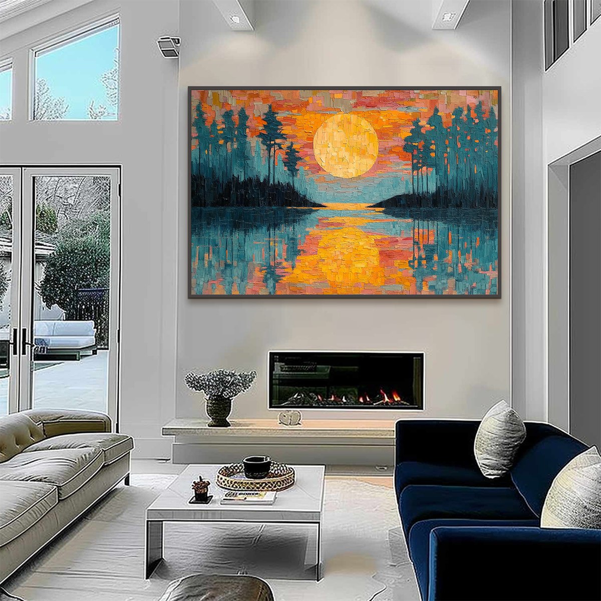 HARVEST MOON: Textured Impasto Landscape Oil Painting - Image 6