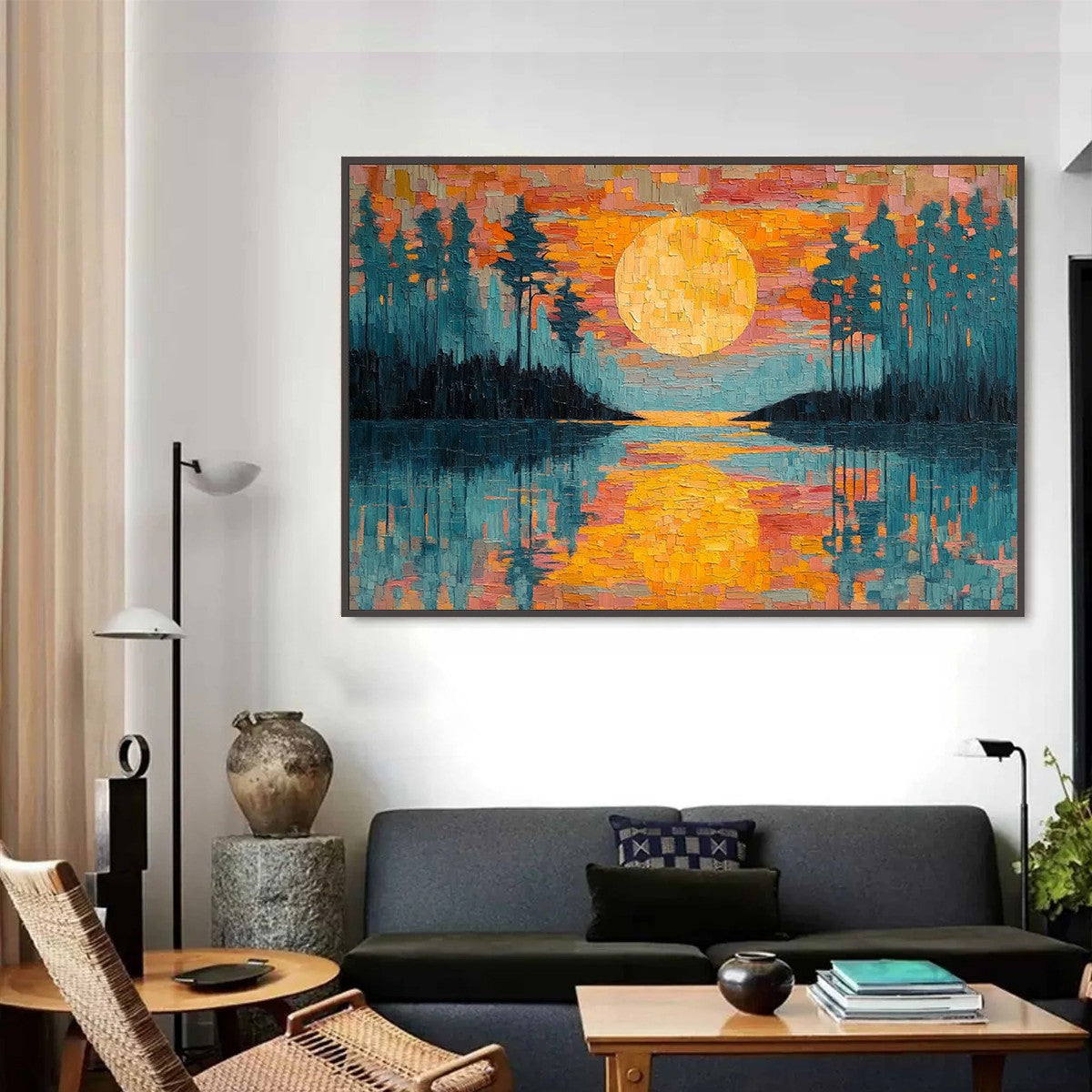 HARVEST MOON: Textured Impasto Landscape Oil Painting - Image 4